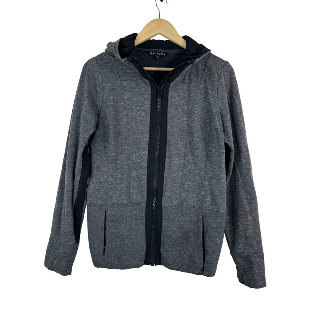 Athleta Women's Victory Fitted Hoodie Full Zip Jacket Grey sz M